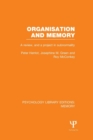 Image for Organisation and memory  : a review and a project in subnormality