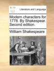 Image for Modern Characters for 1778. by Shakespear. Second Edition.