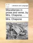 Image for Miscellanies in Prose and Verse, by Mrs. Chapone, ...