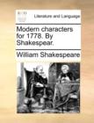 Image for Modern Characters for 1778. by Shakespear.