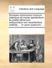 Image for Synopsis communium locorum praecipue ad mores spectantium