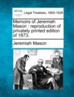 Image for Memoirs of Jeremiah Mason