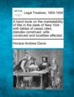 Image for A hand book on the marketability of title in the state of New York : with tables of cases cited, statutes construed, wills construed and localities affected.