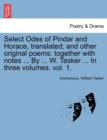 Image for Select Odes of Pindar and Horace, Translated; And Other Original Poems
