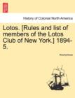 Image for Lotos. [Rules and List of Members of the Lotos Club of New York.] 1894-5.