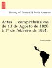 Image for Actas ... Comprehensivas de 13 de Agosto de 1820 a 1 de Febrero de 1831.