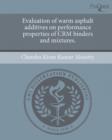 Image for Evaluation of warm asphalt additives on performance properties of CRM binders and mixtures.
