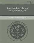 Image for Discourse-level relations for opinion analysis.