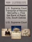 Image for U.S. Supreme Court Transcript of Record McCarthy V. First Nat Bank of Rapid City, South Dakota