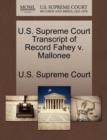 Image for U.S. Supreme Court Transcript of Record Fahey V. Mallonee