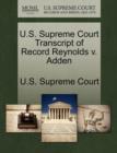 Image for U.S. Supreme Court Transcript of Record Reynolds V. Adden