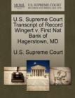 Image for U.S. Supreme Court Transcript of Record Wingert V. First Nat Bank of Hagerstown, MD