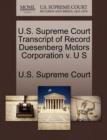 Image for U.S. Supreme Court Transcript of Record Duesenberg Motors Corporation V. U S