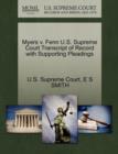 Image for Myers V. Fenn U.S. Supreme Court Transcript of Record with Supporting Pleadings