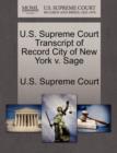 Image for U.S. Supreme Court Transcript of Record City of New York V. Sage