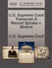 Image for U.S. Supreme Court Transcript of Record Sproles V. Binford