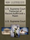 Image for U.S. Supreme Court Transcript of Record Auffm&#39;ordt V. Rasin