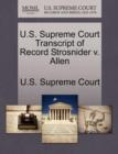 Image for U.S. Supreme Court Transcript of Record Strosnider V. Allen