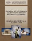 Image for Horowitz V. U S U.S. Supreme Court Transcript of Record with Supporting Pleadings