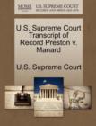 Image for U.S. Supreme Court Transcript of Record Preston V. Manard