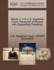 Image for Belvin V. U S U.S. Supreme Court Transcript of Record with Supporting Pleadings