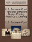 Image for U.S. Supreme Court Transcript of Record Duplex Printing Press Co V. Deering