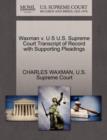 Image for Waxman V. U S U.S. Supreme Court Transcript of Record with Supporting Pleadings