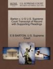 Image for Barton V. U S U.S. Supreme Court Transcript of Record with Supporting Pleadings