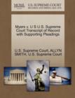 Image for Myers V. U S U.S. Supreme Court Transcript of Record with Supporting Pleadings