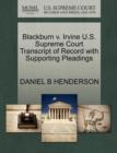 Image for Blackburn V. Irvine U.S. Supreme Court Transcript of Record with Supporting Pleadings