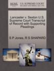 Image for Lancaster V. Sexton U.S. Supreme Court Transcript of Record with Supporting Pleadings