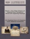 Image for Warner V. City of New Orleans U.S. Supreme Court Transcript of Record with Supporting Pleadings