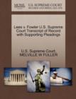 Image for Lees V. Fowler U.S. Supreme Court Transcript of Record with Supporting Pleadings
