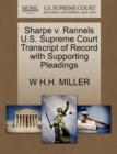 Image for Sharpe V. Rannels U.S. Supreme Court Transcript of Record with Supporting Pleadings