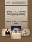 Image for Brown V. U S U.S. Supreme Court Transcript of Record with Supporting Pleadings