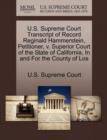 Image for U.S. Supreme Court Transcript of Record Reginald Hammerstein, Petitioner, V. Superior Court of the State of California, in and for the County of Los