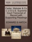 Image for Carter, Webster &amp; Co V. U S U.S. Supreme Court Transcript of Record with Supporting Pleadings