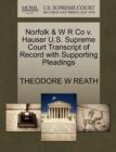 Image for Norfolk &amp; W R Co V. Hauser U.S. Supreme Court Transcript of Record with Supporting Pleadings