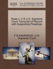 Image for Rose V. U S U.S. Supreme Court Transcript of Record with Supporting Pleadings