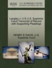 Image for Langley V. U S U.S. Supreme Court Transcript of Record with Supporting Pleadings
