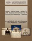 Image for Davis V. John L Roper Lumber Co U.S. Supreme Court Transcript of Record with Supporting Pleadings