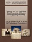 Image for Avery V. U S U.S. Supreme Court Transcript of Record with Supporting Pleadings