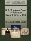Image for U.S. Supreme Court Transcript of Record Rider V. U S