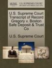 Image for U.S. Supreme Court Transcript of Record Gregory V. Boston Safe Deposit &amp; Trust Co