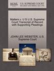 Image for Matters V. U S U.S. Supreme Court Transcript of Record with Supporting Pleadings