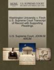 Image for Washington University V. Finch U.S. Supreme Court Transcript of Record with Supporting Pleadings