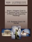 Image for Myers V. Kingston Coal Co U.S. Supreme Court Transcript of Record with Supporting Pleadings