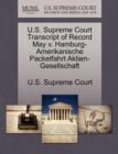 Image for U.S. Supreme Court Transcript of Record May V. Hamburg-Amerikanische Packetfahrt Aktien-Gesellschaft