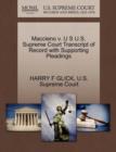 Image for Maccieno V. U S U.S. Supreme Court Transcript of Record with Supporting Pleadings