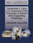 Image for Dussoulas V. Lang U.S. Supreme Court Transcript of Record with Supporting Pleadings